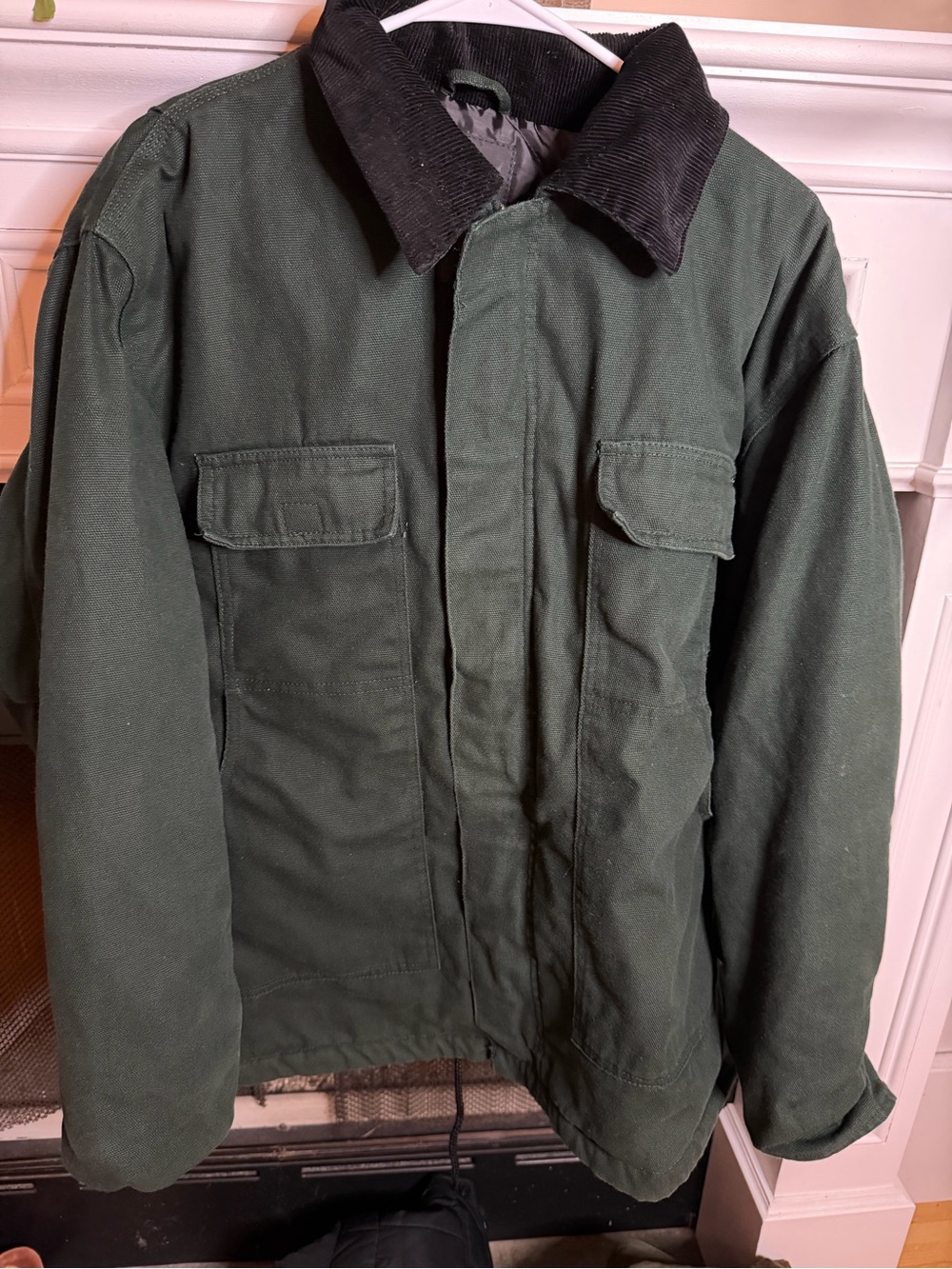 Tri-Mountain Men's Green Heavy Duck Canvas Work Jacket Chore Coat L Lined
